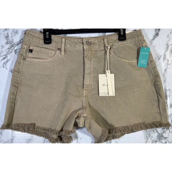 KanCan Womens High Rise Curvy Shorts Size 31 Frayed Hem Khaki - Picture 1 of 6